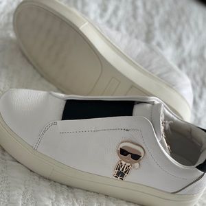 Karl Lagerfeld Ceci Slip on Sneaker Bright White/Black Clip on size 7.5